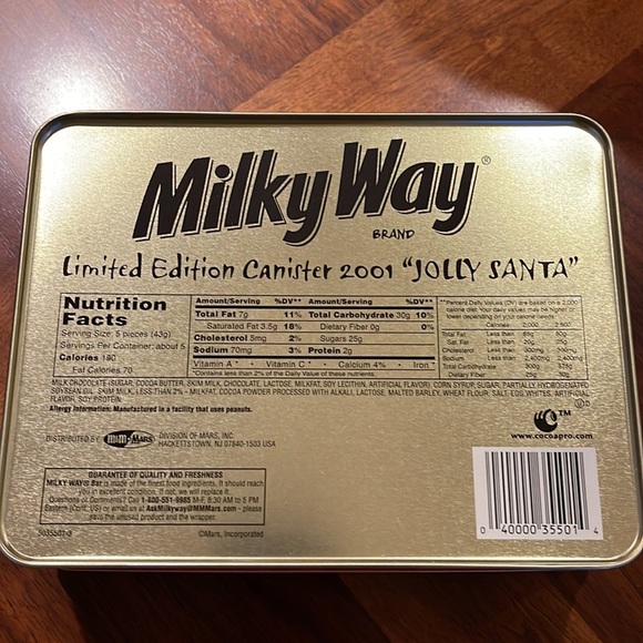 VINTAGE (2001 EDITION) MILKY WAY JOLLY SANTA RECTANGLE METAL CANISTER - EMPTY - Picture 3 of 11